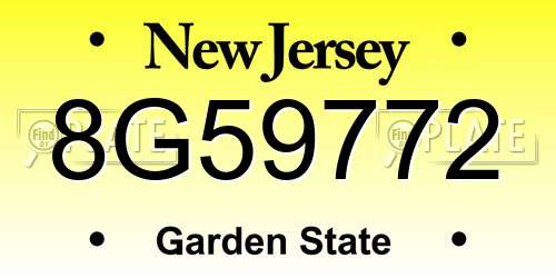 8G59772 New Jersey License Plate