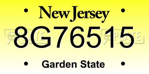 8G76515 New Jersey License Plate