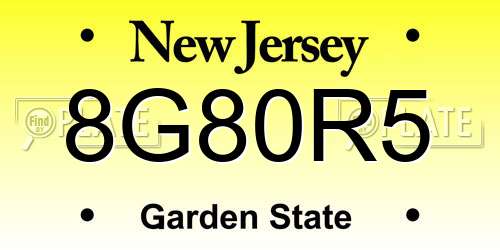 8G80R5 New Jersey License Plate