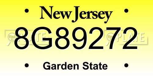 8G89272 New Jersey License Plate