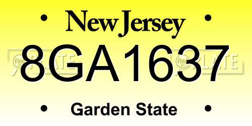 8GA1637 New Jersey License Plate