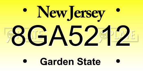 8GA5212 New Jersey License Plate