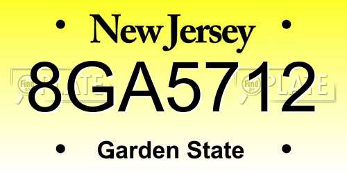 8GA5712 New Jersey License Plate
