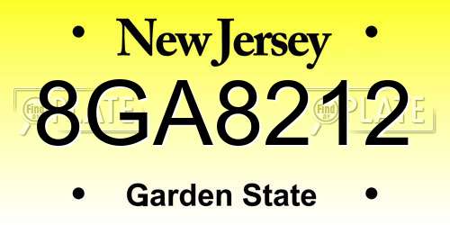 8GA8212 New Jersey License Plate