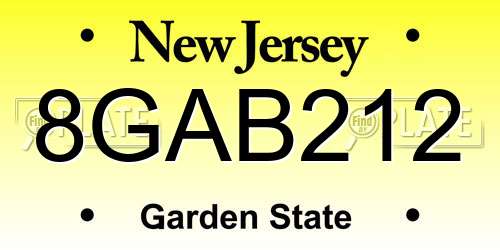 8GAB212 New Jersey License Plate