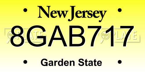 8GAB717 New Jersey License Plate