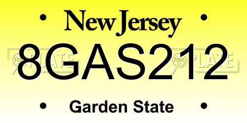 8GAS212 New Jersey License Plate