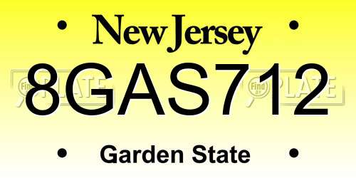 8GAS712 New Jersey License Plate