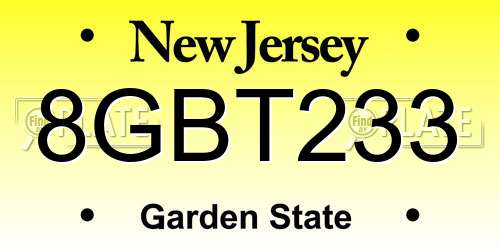 8GBT233 New Jersey License Plate