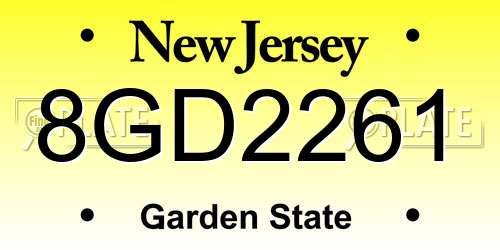 8GD2261 New Jersey License Plate