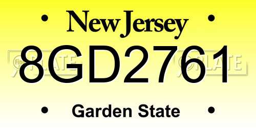 8GD2761 New Jersey License Plate