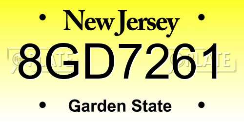 8GD7261 New Jersey License Plate