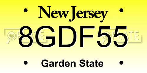 8GDF55 New Jersey License Plate