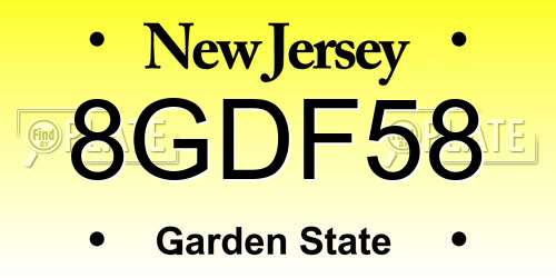 8GDF58 New Jersey License Plate