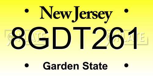 8GDT261 New Jersey License Plate
