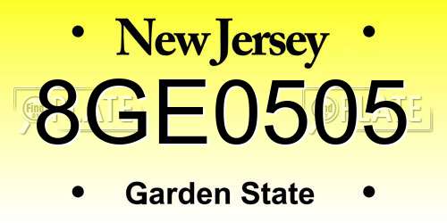 8GE0505 New Jersey License Plate