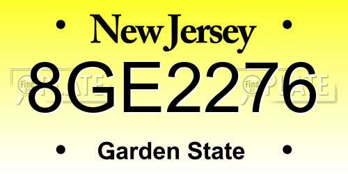 8GE2276 New Jersey License Plate