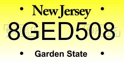 8GED508 New Jersey License Plate