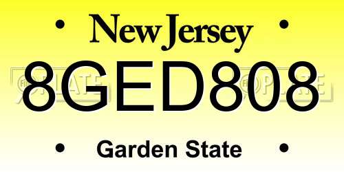 8GED808 New Jersey License Plate