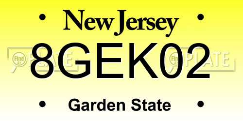 8GEK02 New Jersey License Plate