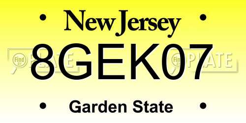 8GEK07 New Jersey License Plate