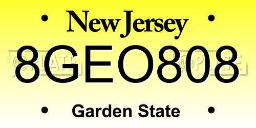 8GEO808 New Jersey License Plate