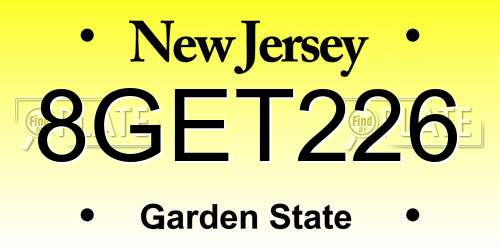 8GET226 New Jersey License Plate