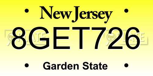 8GET726 New Jersey License Plate