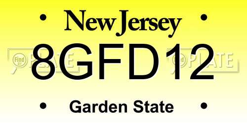 8GFD12 New Jersey License Plate
