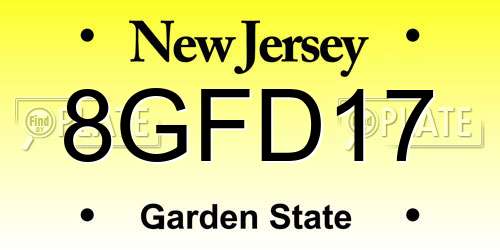 8GFD17 New Jersey License Plate