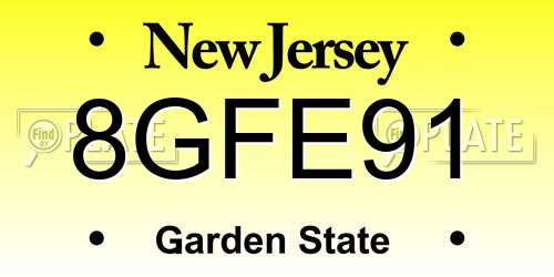 8GFE91 New Jersey License Plate