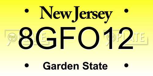8GFO12 New Jersey License Plate