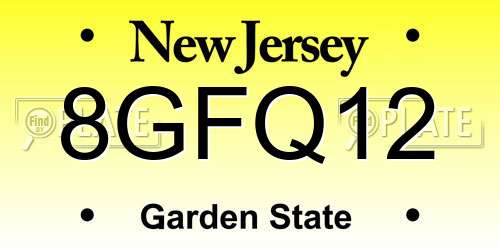 8GFQ12 New Jersey License Plate