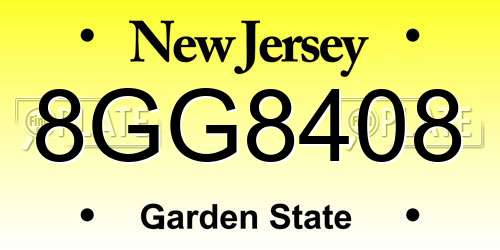 8GG8408 New Jersey License Plate