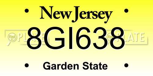 8GI638 New Jersey License Plate