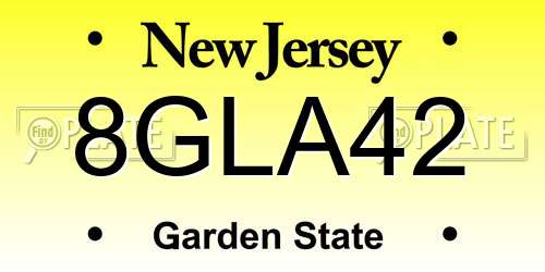 8GLA42 New Jersey License Plate
