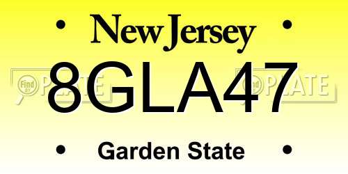 8GLA47 New Jersey License Plate