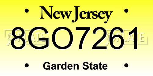 8GO7261 New Jersey License Plate
