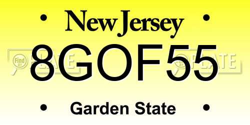 8GOF55 New Jersey License Plate