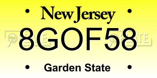 8GOF58 New Jersey License Plate
