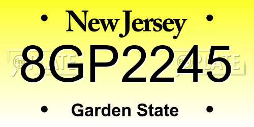 8GP2245 New Jersey License Plate
