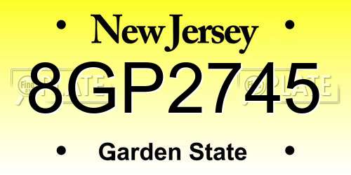 8GP2745 New Jersey License Plate