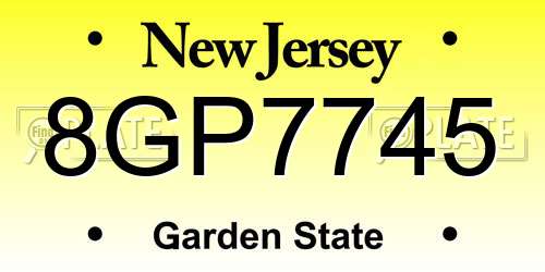 8GP7745 New Jersey License Plate