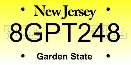 8GPT248 New Jersey License Plate