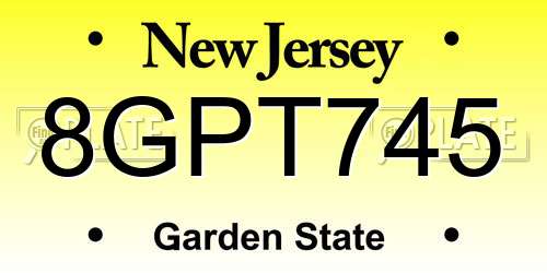 8GPT745 New Jersey License Plate