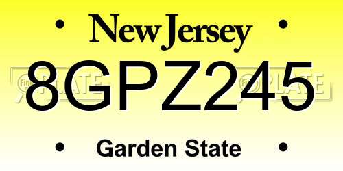 8GPZ245 New Jersey License Plate