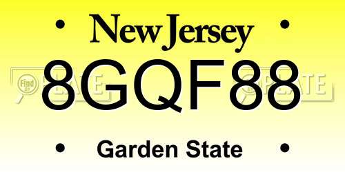 8GQF88 New Jersey License Plate