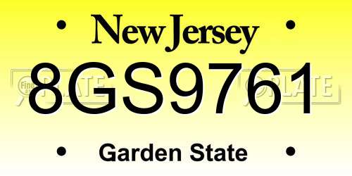 8GS9761 New Jersey License Plate