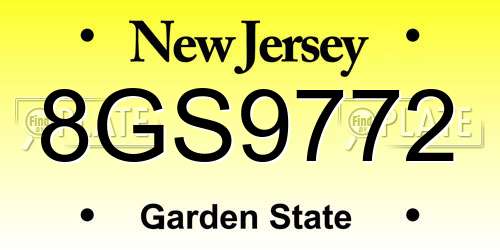 8GS9772 New Jersey License Plate
