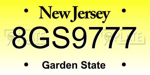 8GS9777 New Jersey License Plate